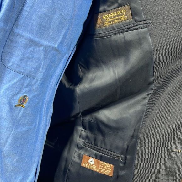 TASSO Elba Blazer Mens 39R Navy Knit Cashmere Wool Blend Two Button Sport Coat - Picture 9 of 14